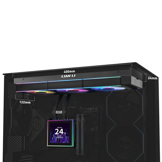 Water Cooler CPU AIO Lian Li HydroShift II LCD-S 360CL Wireless Preto - 360mm - Imagem 3