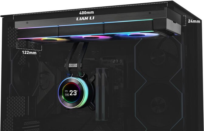 Water Cooler CPU AIO Lian Li HydroShift II LCD-C 360CL Preto - 360mm - Imagem 3