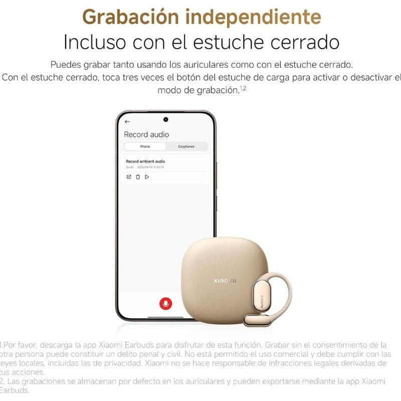 Xiaomi OpenWear Stereo Pro Dourado Areia Open-Ear ANC Bluetooth 5.4 45h IP54 Multiponto Auriculares sem fios - Imagem 2