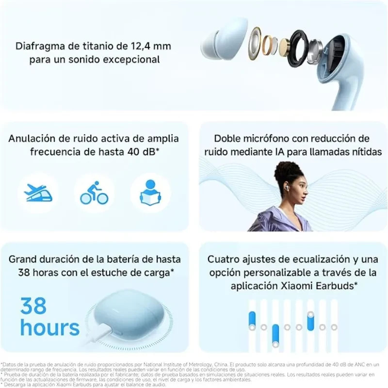 Xiaomi Redmi Buds 8 Lite Branco TWS ANC Bluetooth 5.4 36h IP54 Auriculares sem fios - Imagem 6