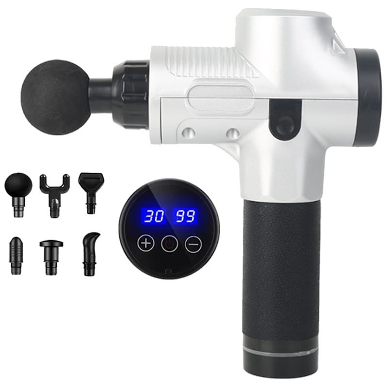 Pistola de Massagem Muscular MG-009 6 Cabeças 30 Níveis Branco - Imagem 2