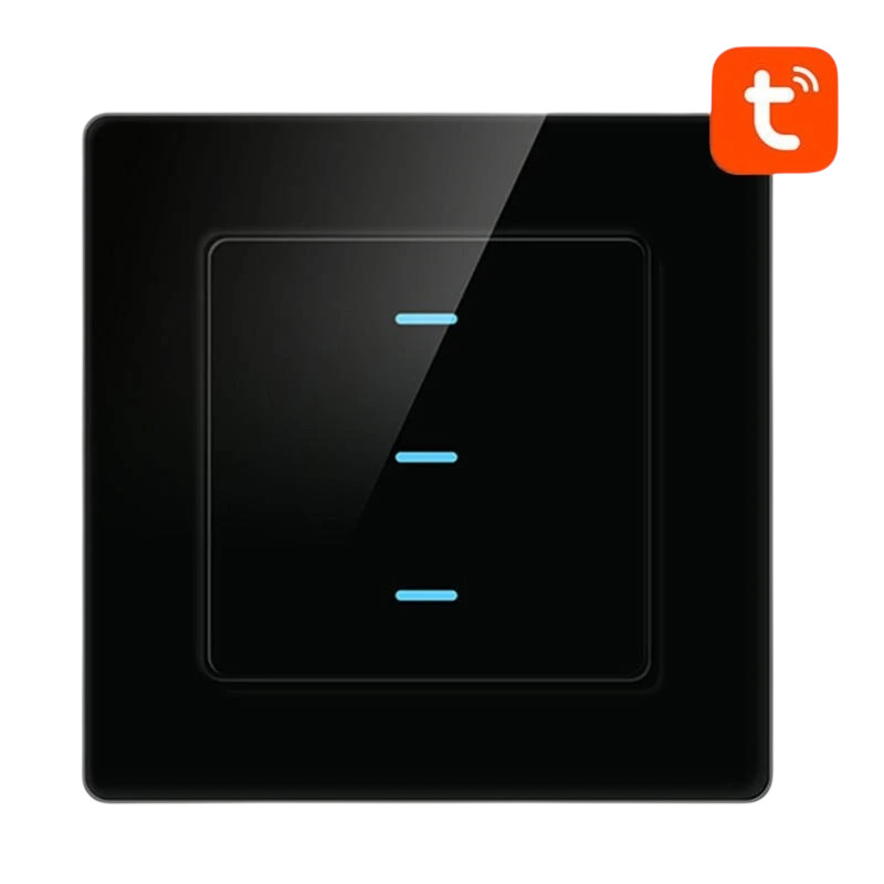 Avatto N-TS10-B3 3 Botões WiFi Preto - Interruptor Táctil Inteligente