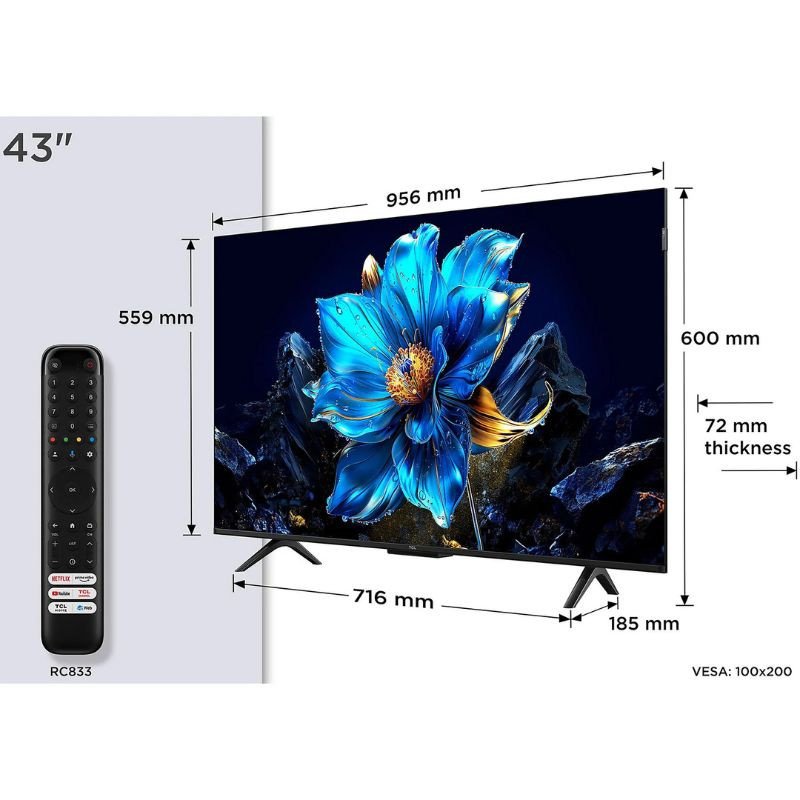 TCL 43P7K 43" 4K UHD QLED Smart TV Cinza - Imagem 3