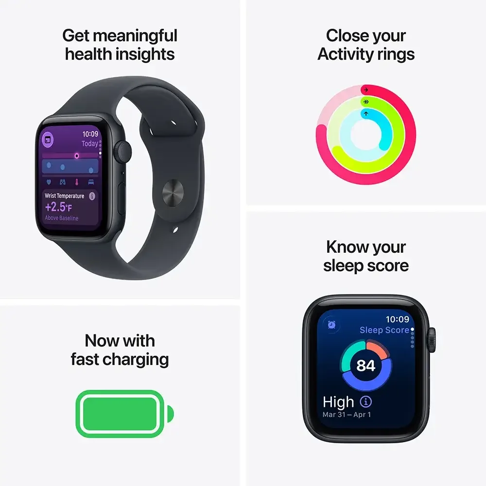 Apple Watch SE 3 GPS (40mm) Alumínio Meia Noite | Bracelete Desportiva Meia Noite - M/L - Imagem 7