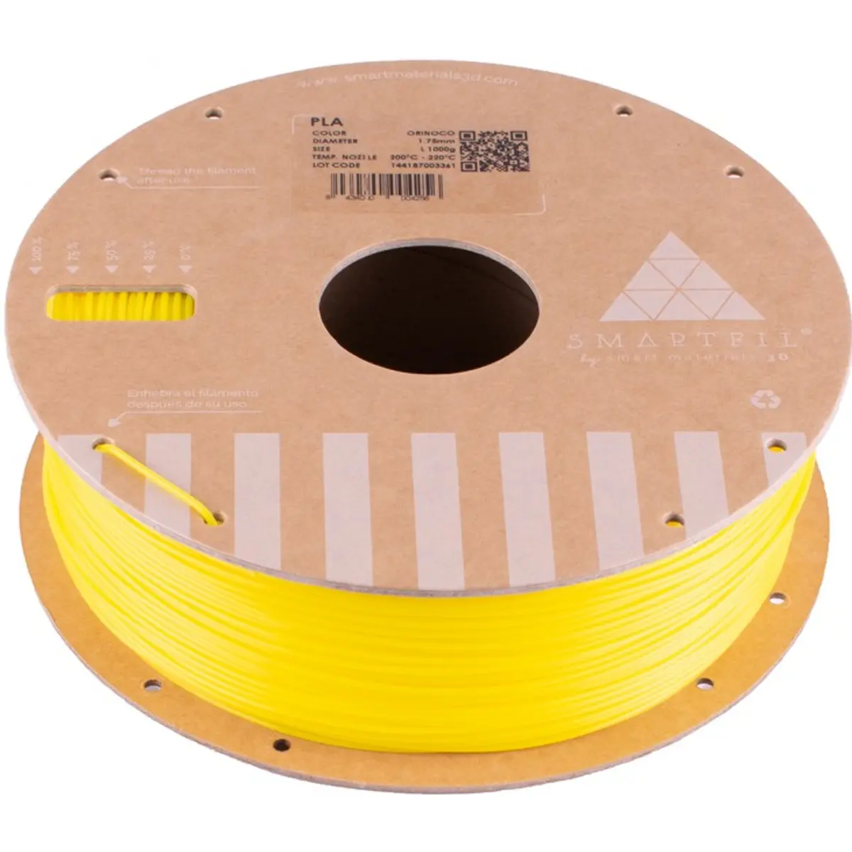 SMARTFIL -  Rolo de filamento de impressão 3D em PLA de 1.75mm - Amarelo (Orinoco) - 1000g