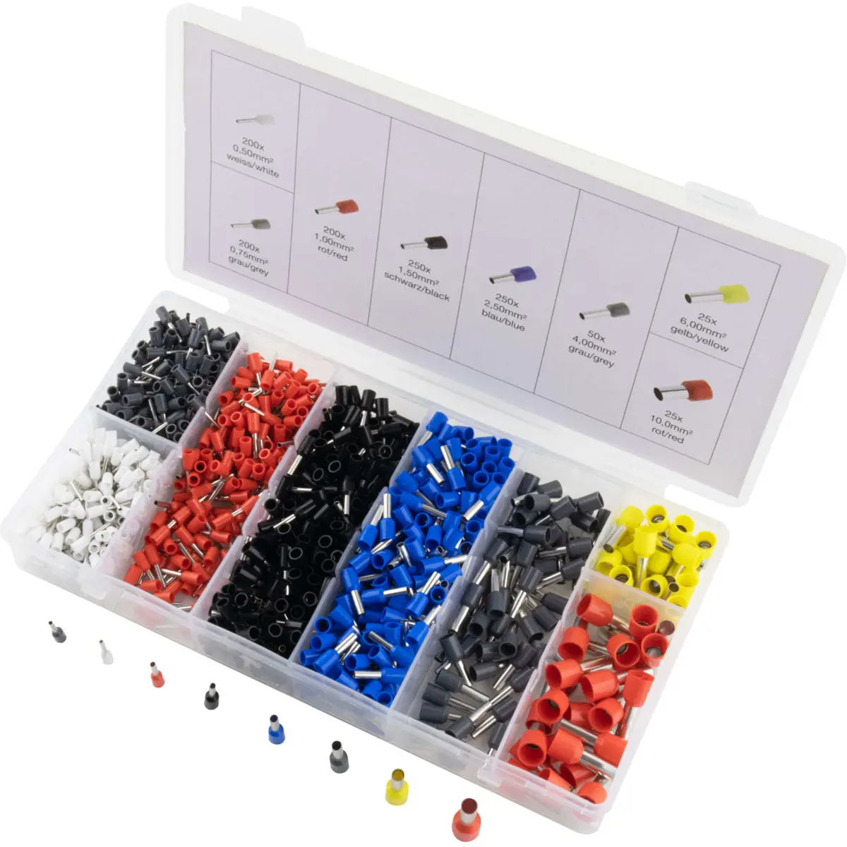 Sortido de 1200 ponteiras isoladas (0.5..10mm²)