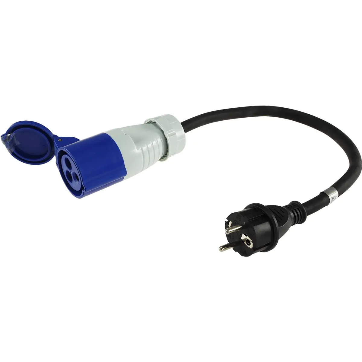 Cabo adaptador schuko macho - ficha CEE 16A monofásica fêmea 3 pólos - 0.35m
