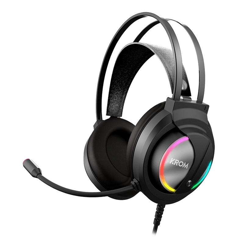 Headset Gaming com Fio KROM Kappa (On Ear - Preto)
