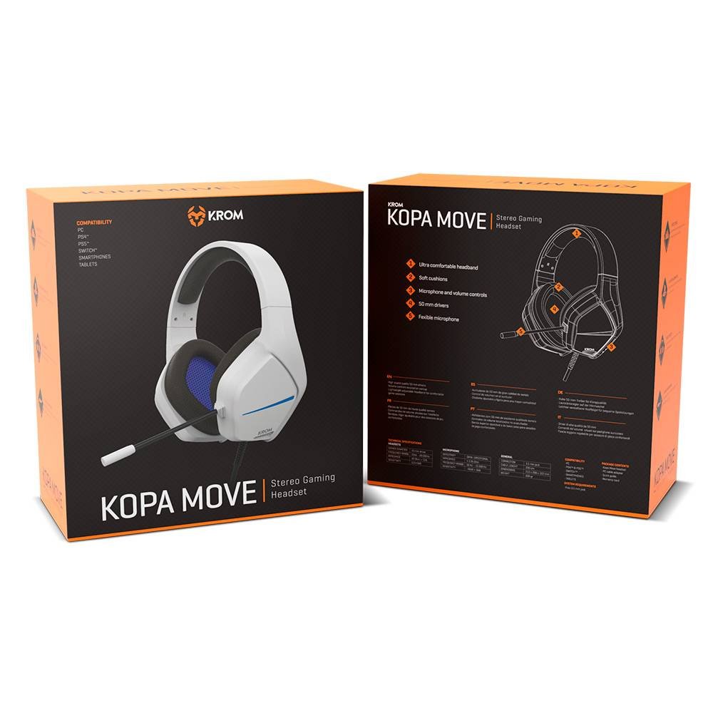 Headset Krom Kopa Move 2.0 Gaming PC/PS4/PS5/Switch Branco - Imagem 7
