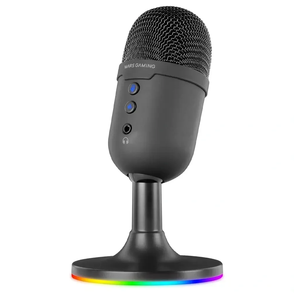 Microfone Cardióide Mars Gaming MMIC-CX RGB 48Khz 16-bit USB Preto