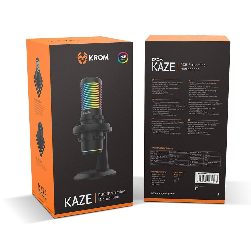 Microfone Condensador Cardióide Krom Kaze RGB 192Khz 24-bit USB Preto - Imagem 11