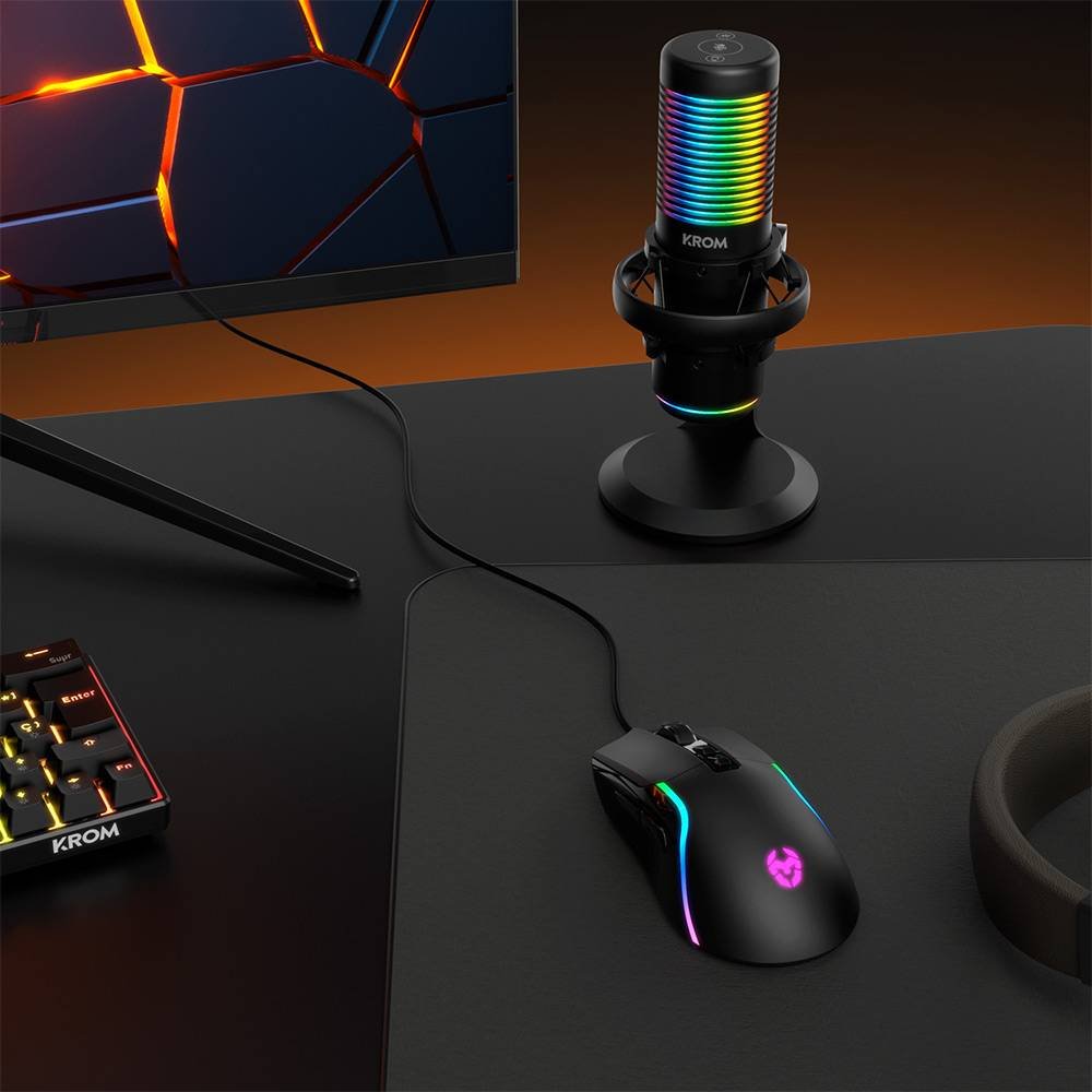 Microfone Condensador Cardióide Krom Kaze RGB 192Khz 24-bit USB Preto - Imagem 7