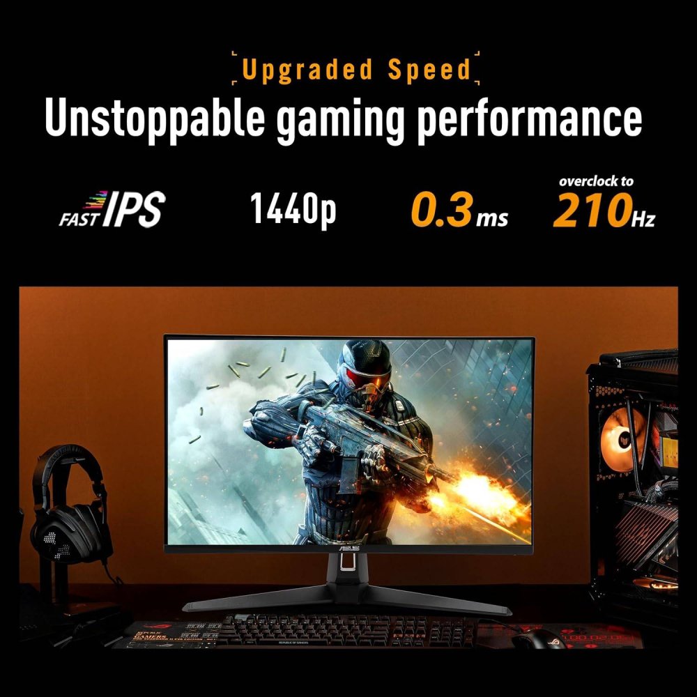 Monitor Asus TUF Gaming VG27AQL5A Fast IPS 27" QHD 16:9 210Hz FreeSync Premium / G-Sync Compatible / VESA Adaptive Sync - Imagem 9